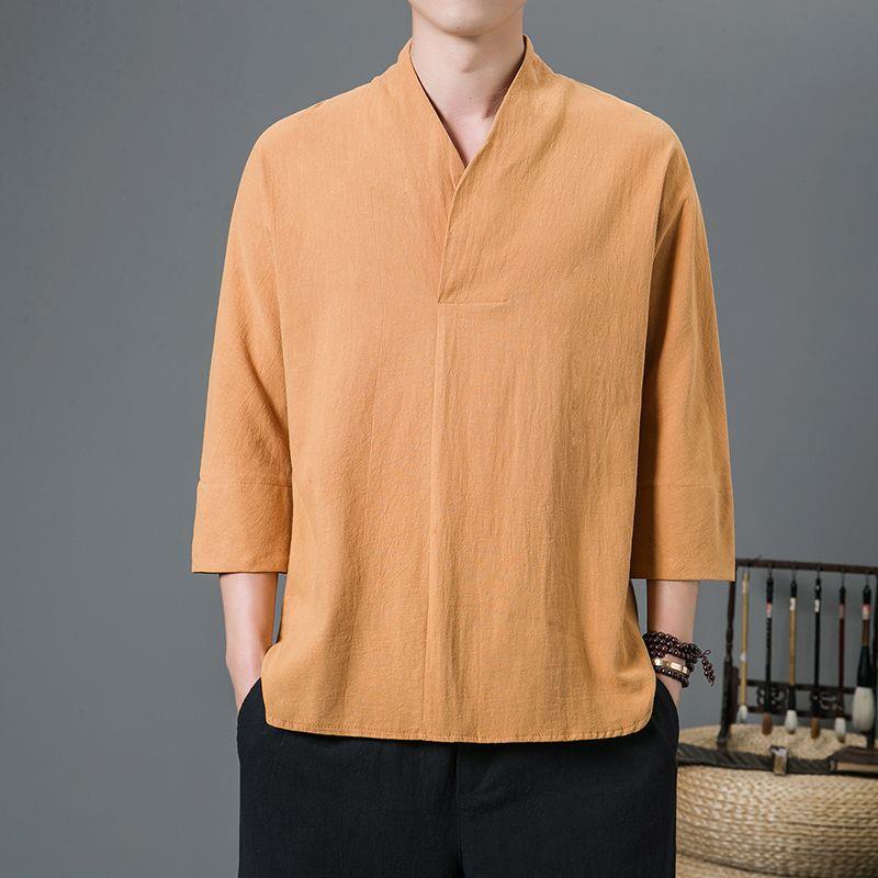Traje Tang de verano de estilo chino, traje Han de manga corta para hombres y mujeres jóvenes, traje de monje, traje de meditación, traje de té, algodón y lino de verano image 11