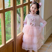 冬款女童打底毛衣+蝴蝶结背心裙公主连衣裙童裙韩版蓬蓬公主裙