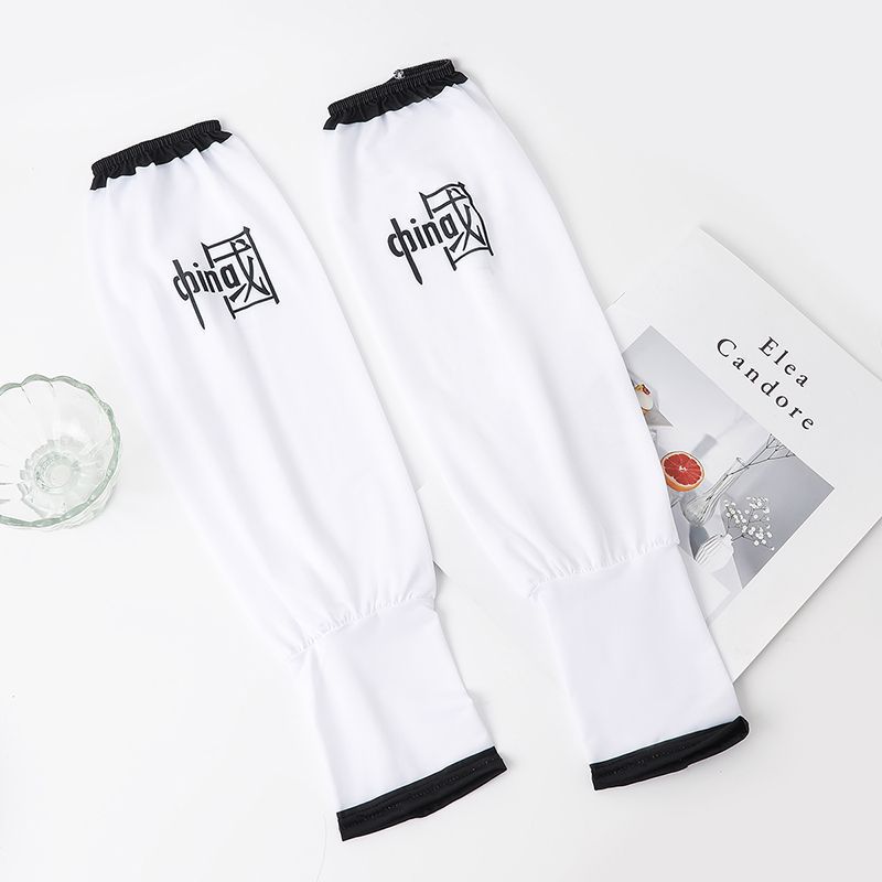 2026 nueva manga de hielo protector solar suelta alargada amplio brazo de hielo hombre guante de codo chino de color sólido