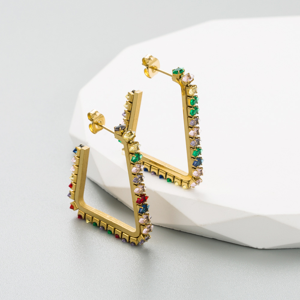 Fashion Triangle Titanium Steel Plating Ear Studs 1 Pair