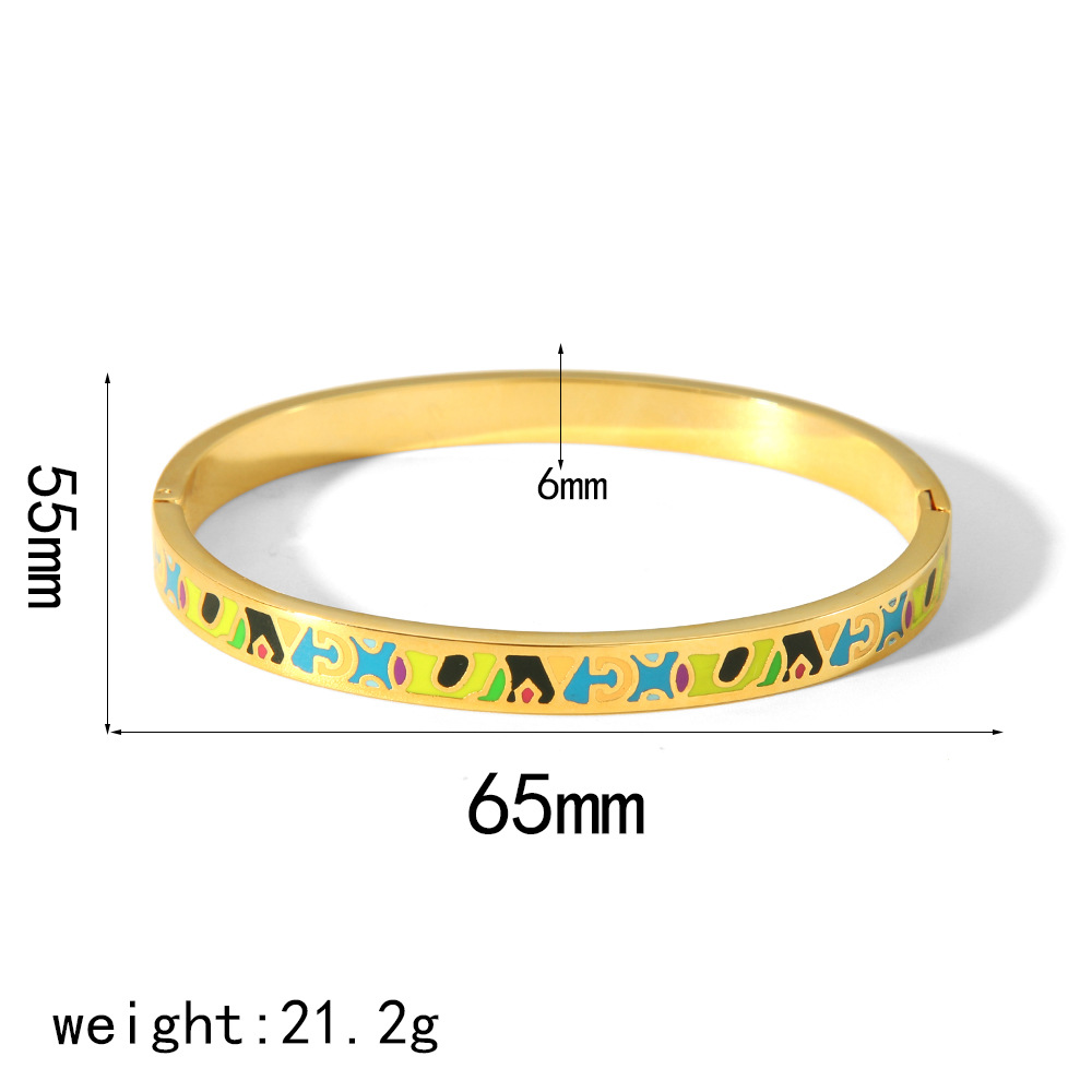 Nueva pulsera de esmalte pintada de verano de estilo europeo y americano de acero inoxidable chapado en oro de 18 quilates joyas de alta calidad para mujeres