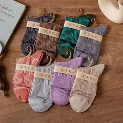 中筒襪女襪 春夏款復古金絲寬口復古襪日系原宿風堆堆襪子女批發