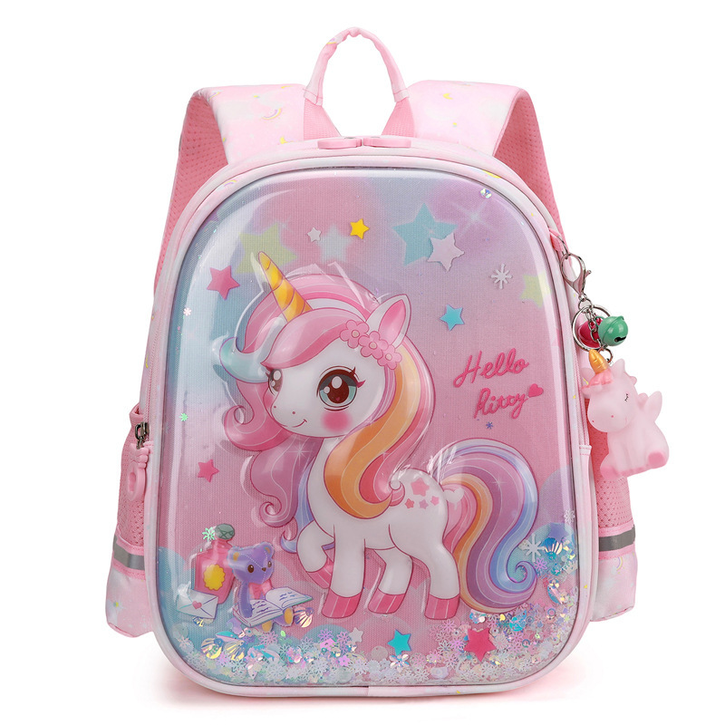 Animación de dibujos animados bolsas escolares ligeras unicornio niña princesa pequeña mochila encantadora mochila de grado 1 - 2