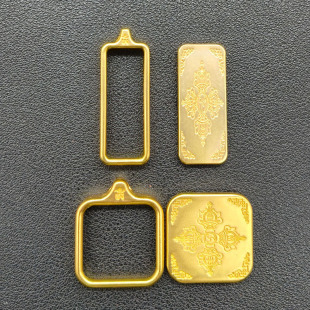 Xizang gabu box gold pendant 1 × 3 square single-sided thangka box 2*2 diamond pestle pendant factory wholesale