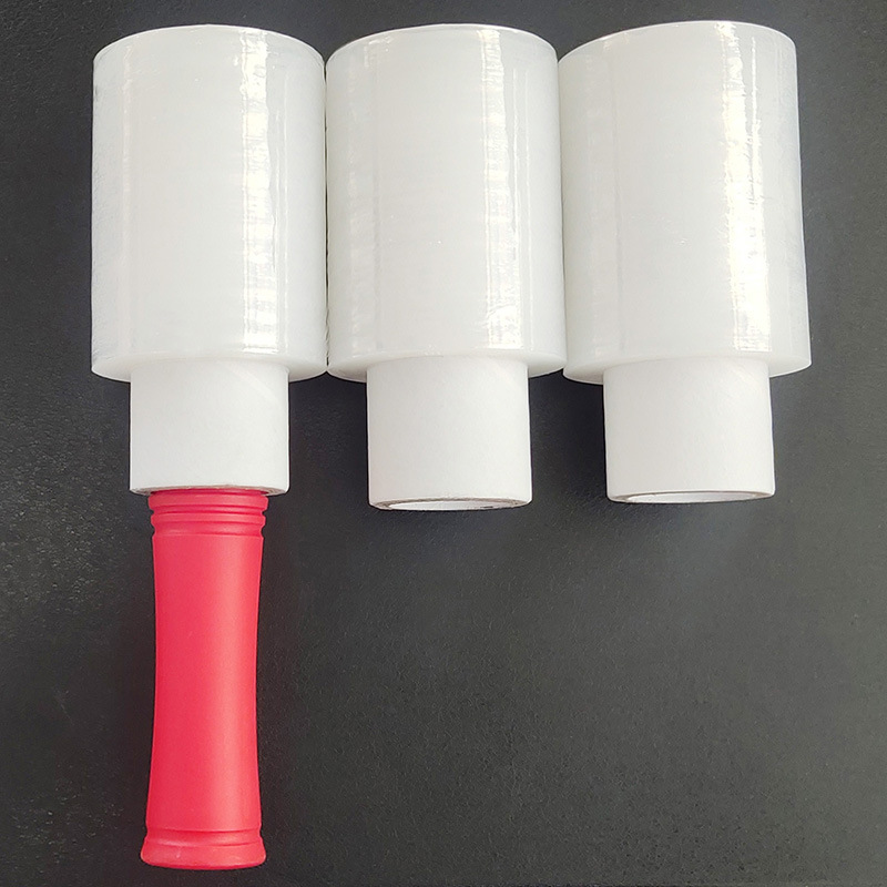 Película de mango de PE mini película de envoltura de estiramiento de fábrica transparente autoadhesiva de plástico industrial película de envoltura