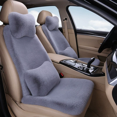 Seat Cushion, Backrest, Headrest, Lumbar Pillow — Seat cushion, seat cover - light-gray-1-single-seat-1-backrest-1-neck-pillow-1-lumbar-pillow-thick-plush