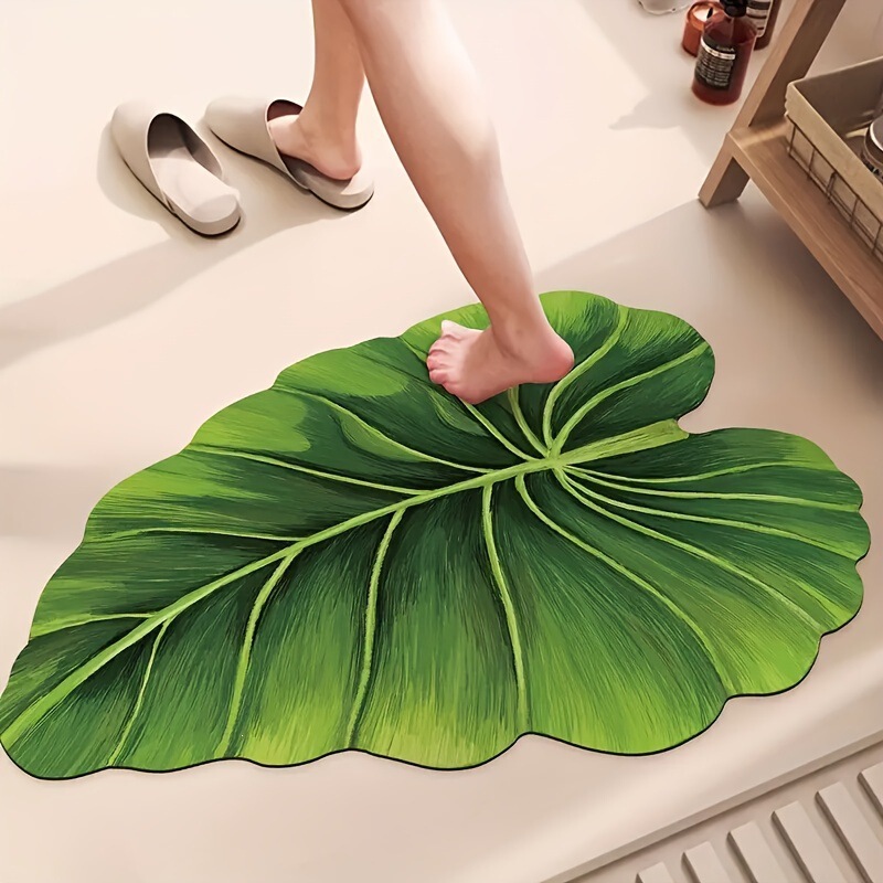 Home-use fresh and simple leaf-shaped diatomite floor mat, bathroom water-absorbent non-slip foot mat, kitchen countertop draining mat, available for wholesale