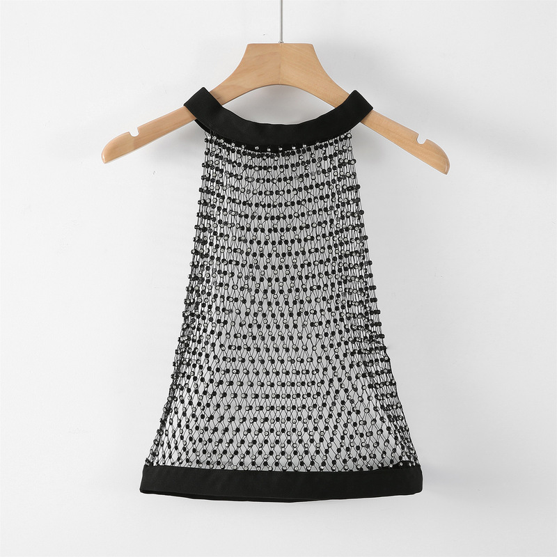 Amazon European and American New Celebrity Summer Clothes Goddess Cut Out Mesh Halter Camisole Fashionable Versatile Top for Women