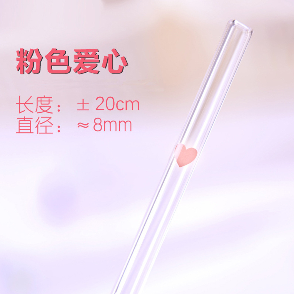 Fábrica directa resistente al calor de vidrio transparente al horno flor coloreada cuidado de los labios beber paja de vidrio para mujeres embarazadas y niños