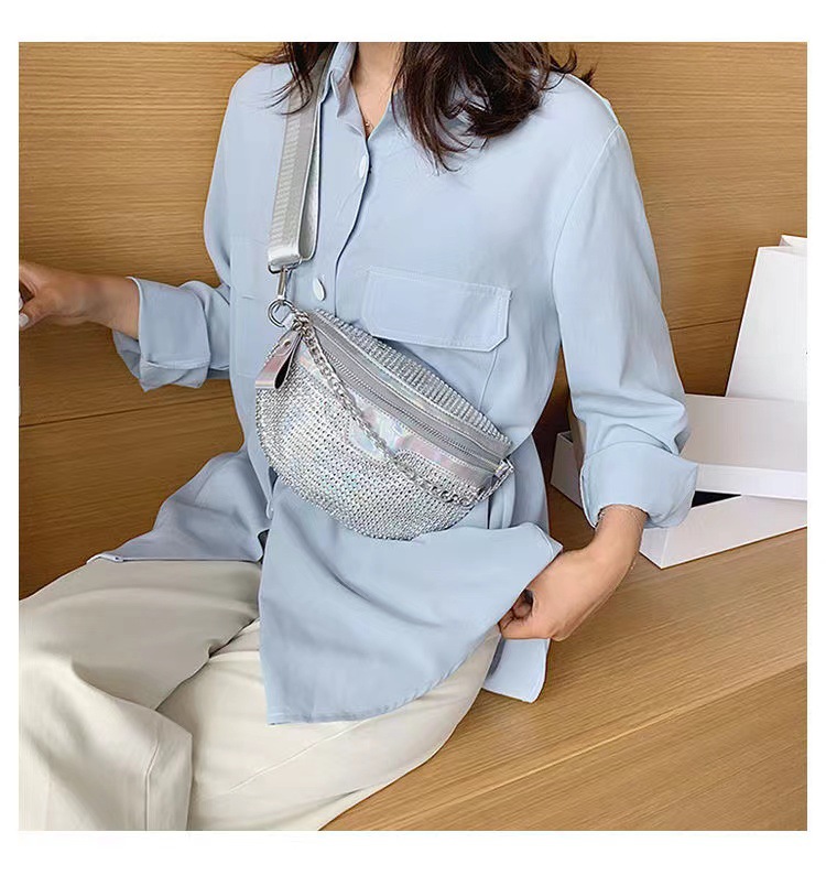 Sac bundy de célébrité d'Internet pour femmes 2023 nouvelle version coréenne polyvalente sac de poitrine en diamant brillant ins mode sac à bandoulière à bandoulière unique sac de taille_voghion.com
