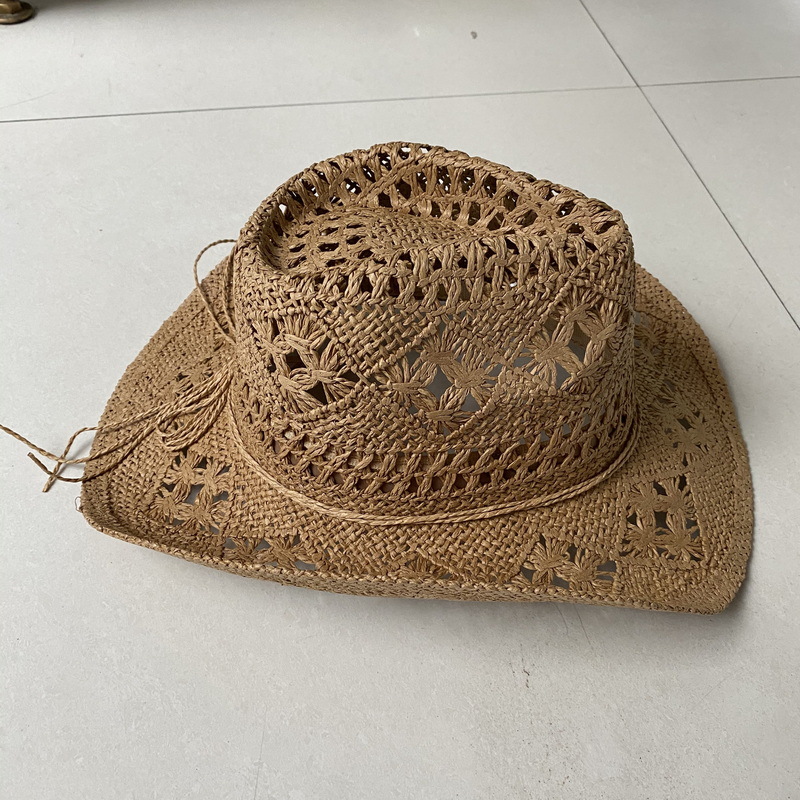 Retro, Ethnic Style, Bohemian Style Unisex Retro Ethnic Style Bohemian Solid Color Straw Hat