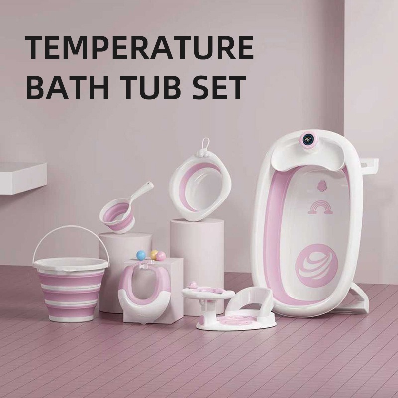 Baña para bebés, baño plegable para bebés, combinación para niños sentados y acostados, artículos para bebés domésticos, bebés grandes