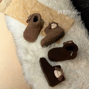 Меховые сапоги для девочек зимняя обувь принцессы для маленьких девочек детские бархатные утепленные зимние сапоги теплые детские хлопковые сапоги из овечьей шерсти