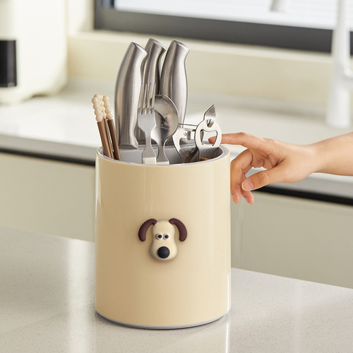 Independently designed rotatable knife holder, chopstick storage tube, multi-functional integrated storage rack for spoons and knives