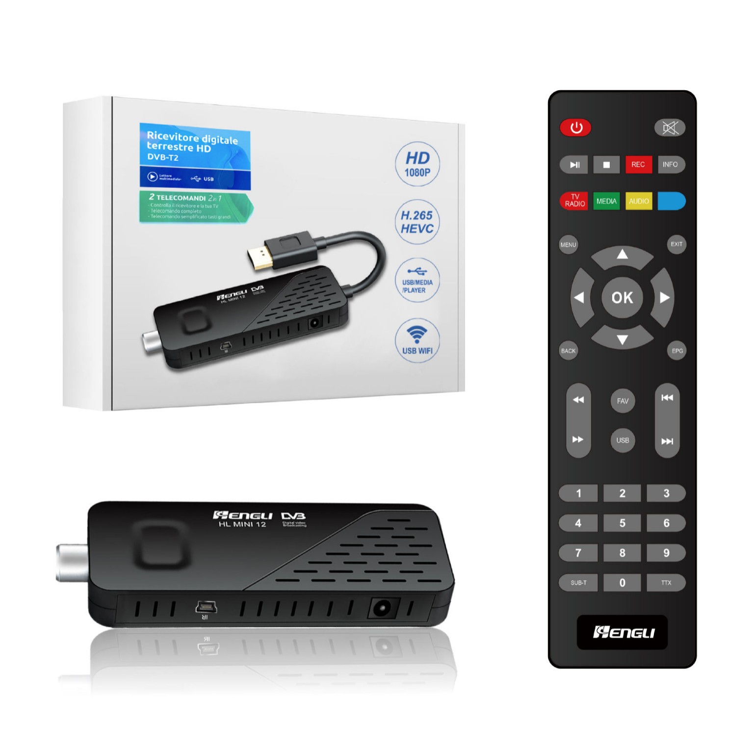 Hot Selling Tv Stick Dvb-T2 Tv Set-Top Box H.264 H.265 Receiver Hd T2 Dongle