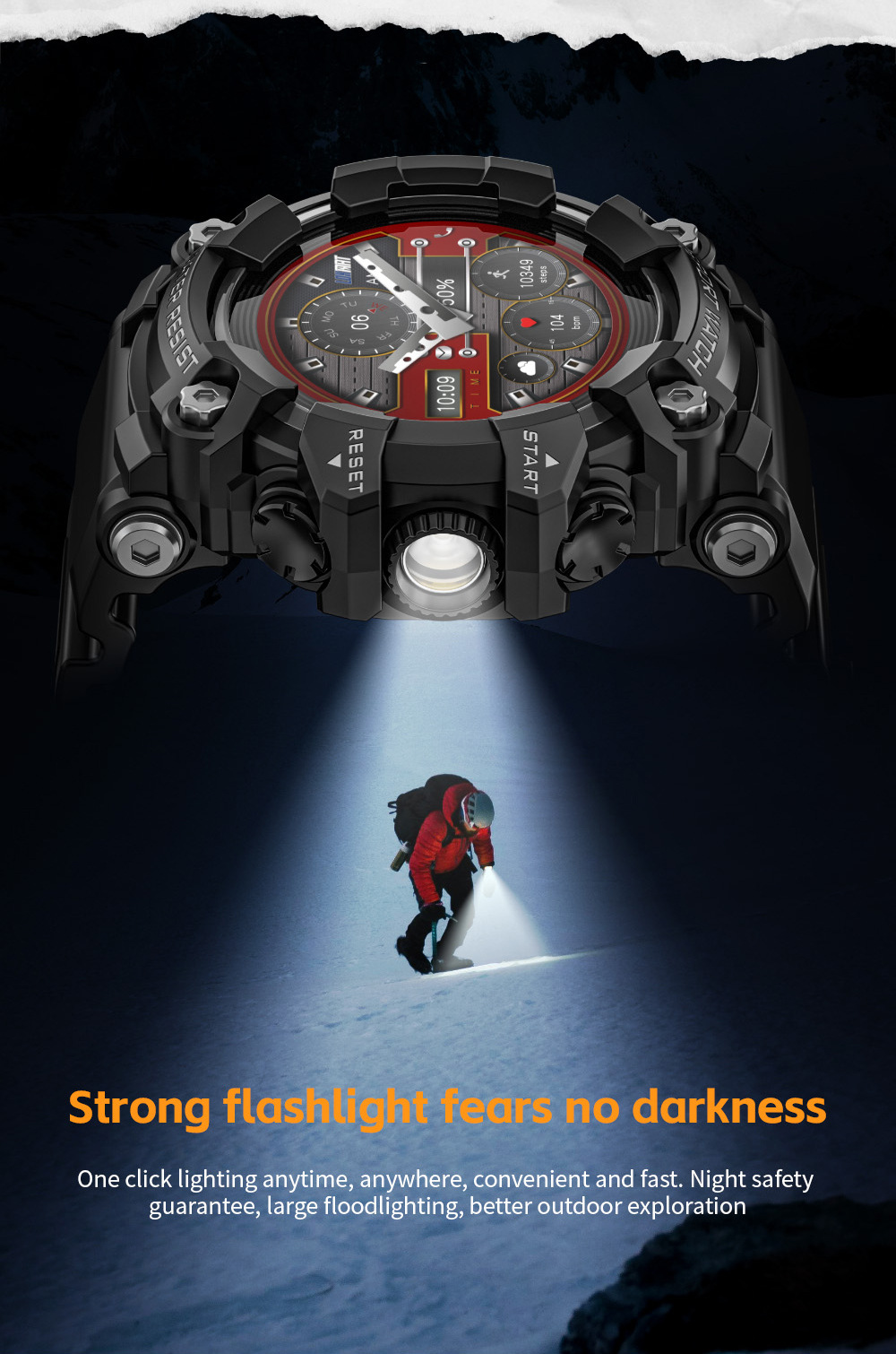 LOKMAT foreign trade outdoor sports smartwatch ATTACK GT Bluetooth Call Compass Flashlight Music undefined