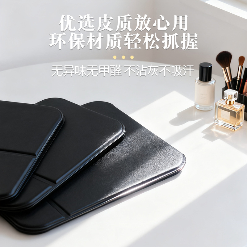 Espejo plegable pequeño espejo de cuero PU dormitorio estudiantil de belleza de escritorio portátil hogar dormitorio de escritorio espejo de maquillaje