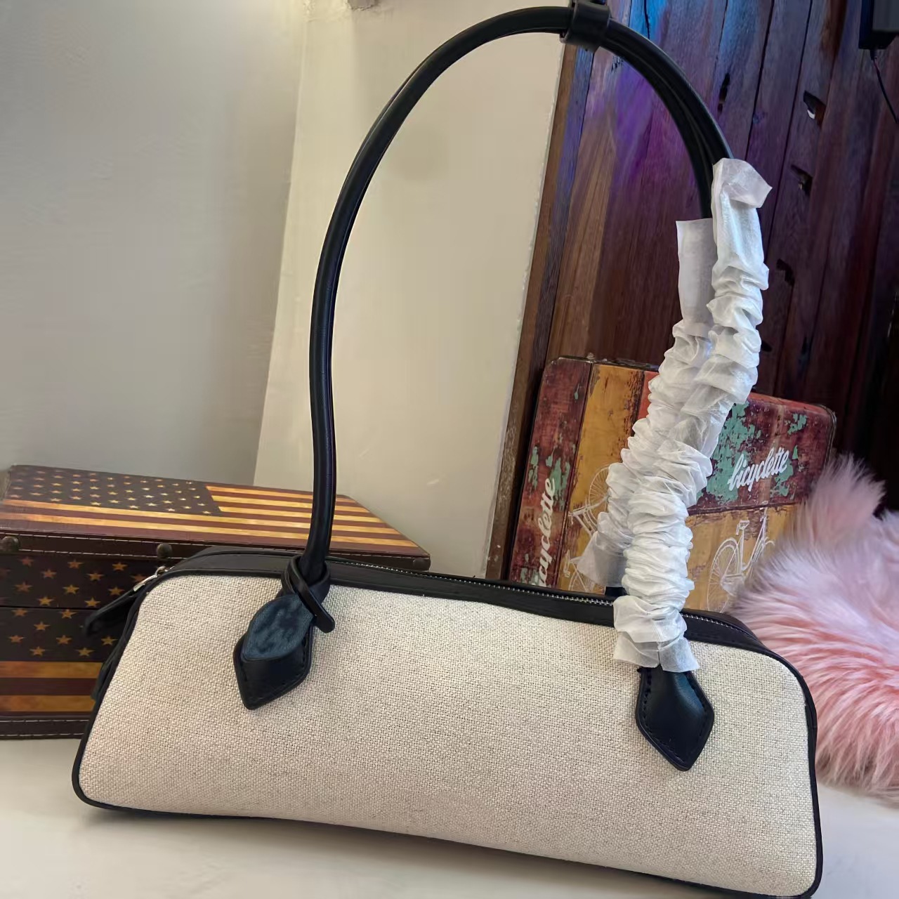 Fabric And Leather French Niche Dachshund Bag, Retro Baguette Underarm Bag, Women's Handbag, Versatile Commuter Shoulder Bag - Thumbnail 6