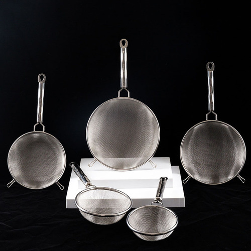 New 304 stainless steel colander mesh drain household double-ear double mesh juice filter flour sieve multi-purpose oil grid