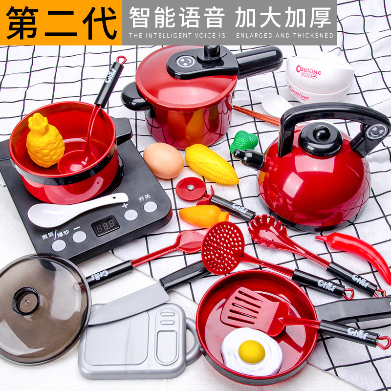 Children play house simulation kitchen toy set Girls cook rice boys girls baby cut fruit cooking toys