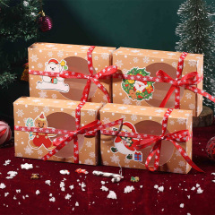 ヨーロッパ風クラフト紙キャンディークッキー箱クリスマス新クラフト紙姜餅箱pvc窓開けキャンディー箱ギフト箱