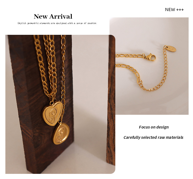 French Style Geometric Titanium Steel Necklace Plating Stainless Steel Necklaces