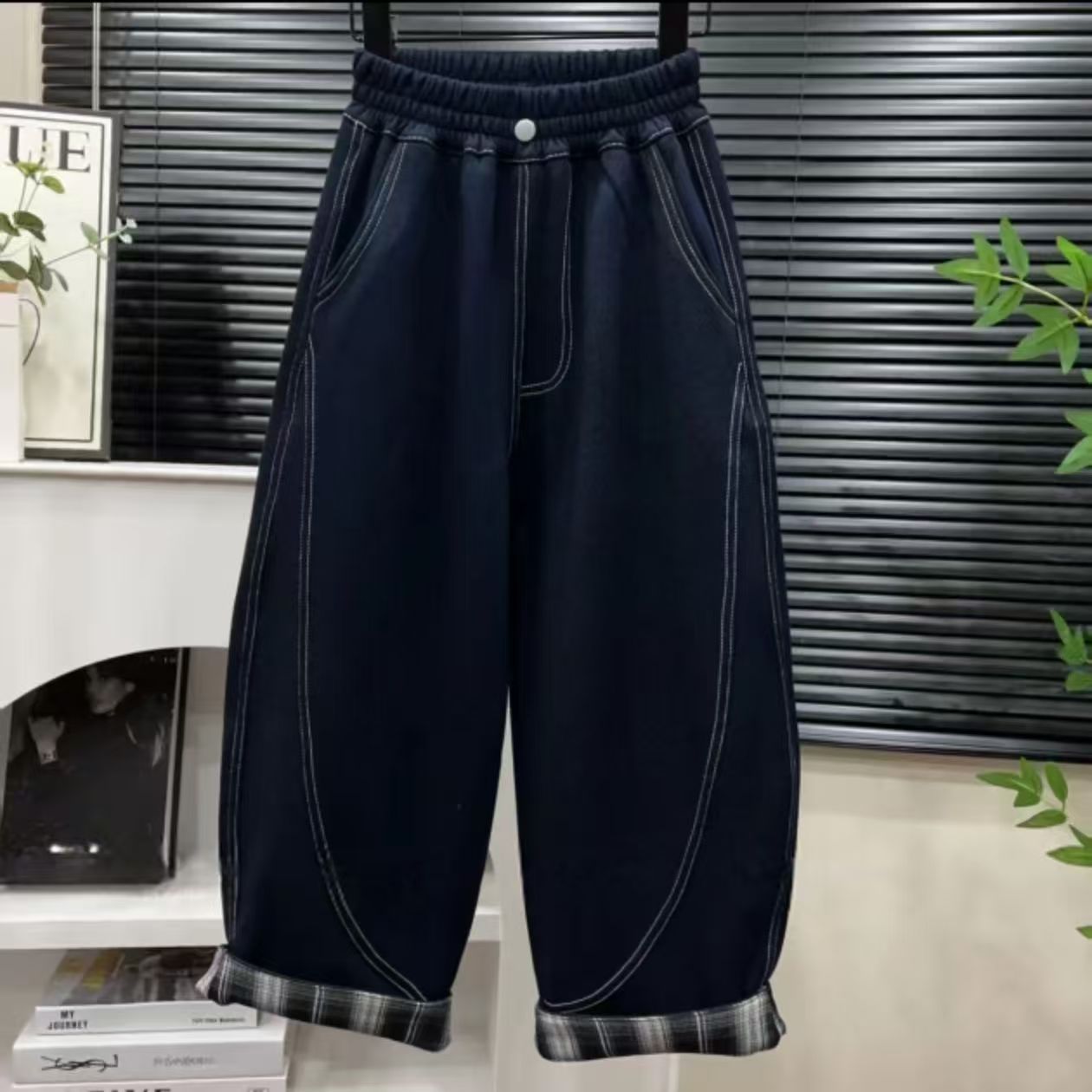[with Fleece/Without Fleece] 2026 Spring/Summer New Style Jeans Korean Style Loose Dad Pants for Older Children Versatile Straight Fit