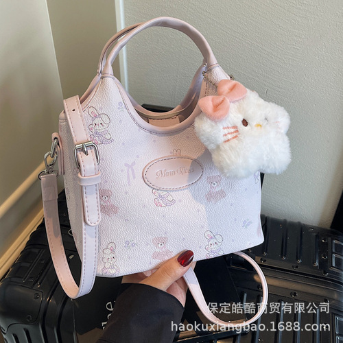 This year's popular women's 2025 new summer niche design crossbody bag with color block and water bucket style