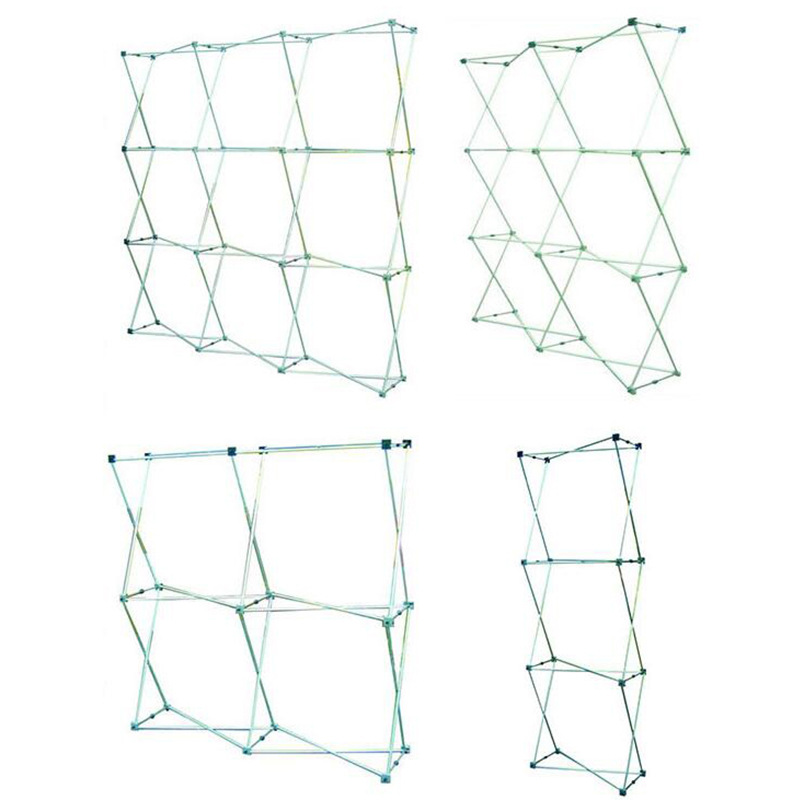 弹簧格子拉网展架 户外铝合金拉网折叠式广告背景签名墙展架