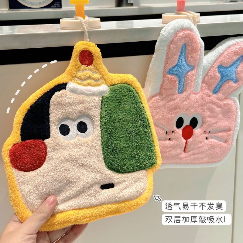 卡通动物擦手巾厨房透气易干防臭擦手帕儿童洗手柔软亲肤吸水毛巾|undefined
