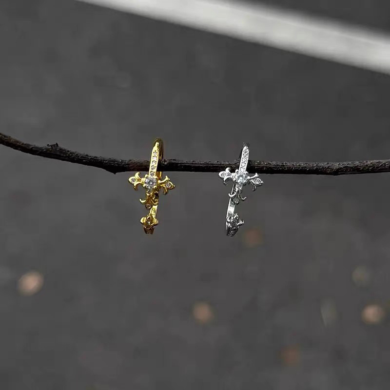 S925 Sterling Silver Cross Flower Ring Unisex