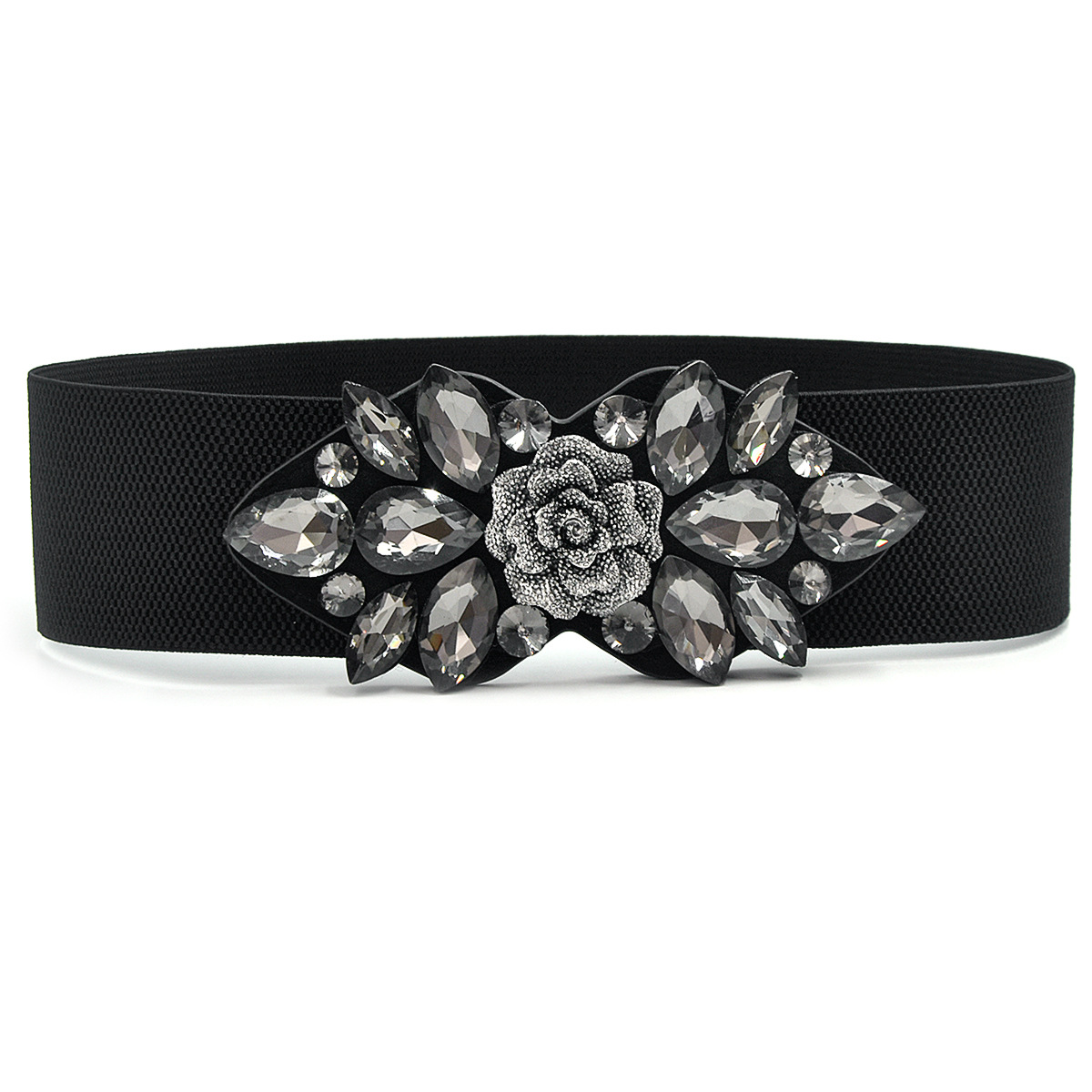 Nuevo de alta gama rhinestone elástico cintura sello clásico elegante cintura apretado cinturón de cintura con abrigo todo partido cinturón ancho