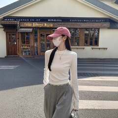 圆领长袖T恤女冬季新款加厚内搭打底衫修身显瘦上衣韩版纯色百搭