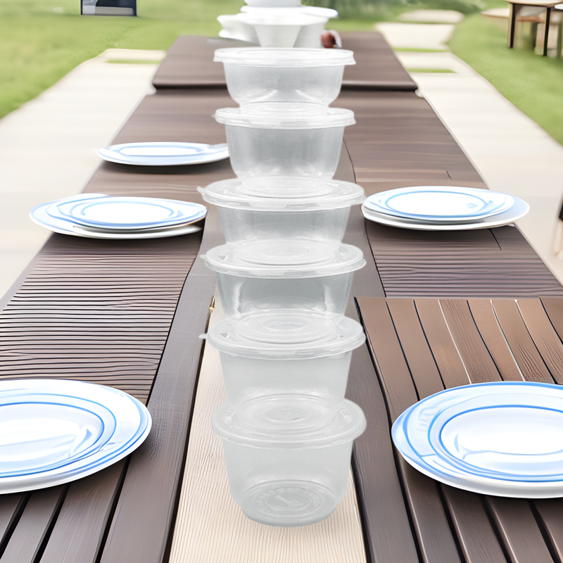 Disposable Bowl Round Meal Box Thickened Transparent Plastic Bowl Ice Powder Noodle Soup Lunch Box with Lid Take-out Stall Package Box