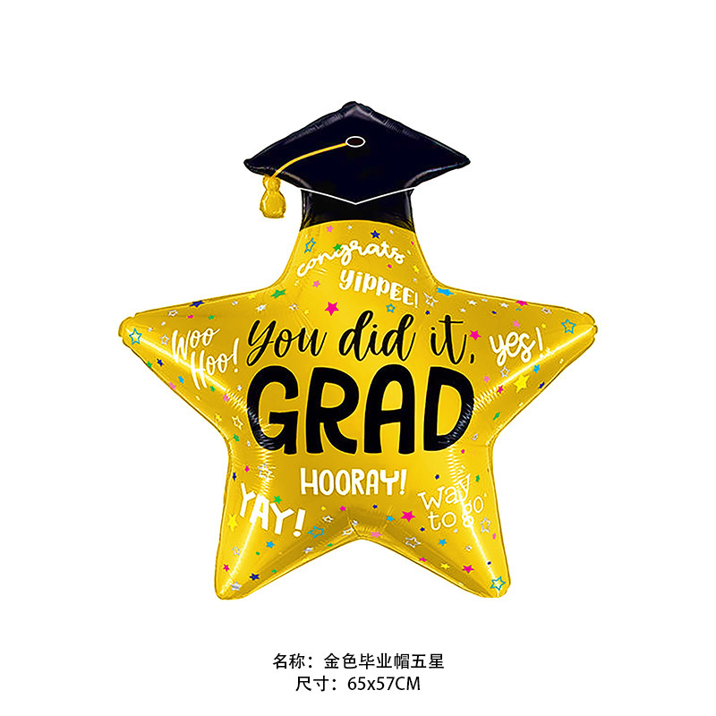 X金色毕业帽五星
