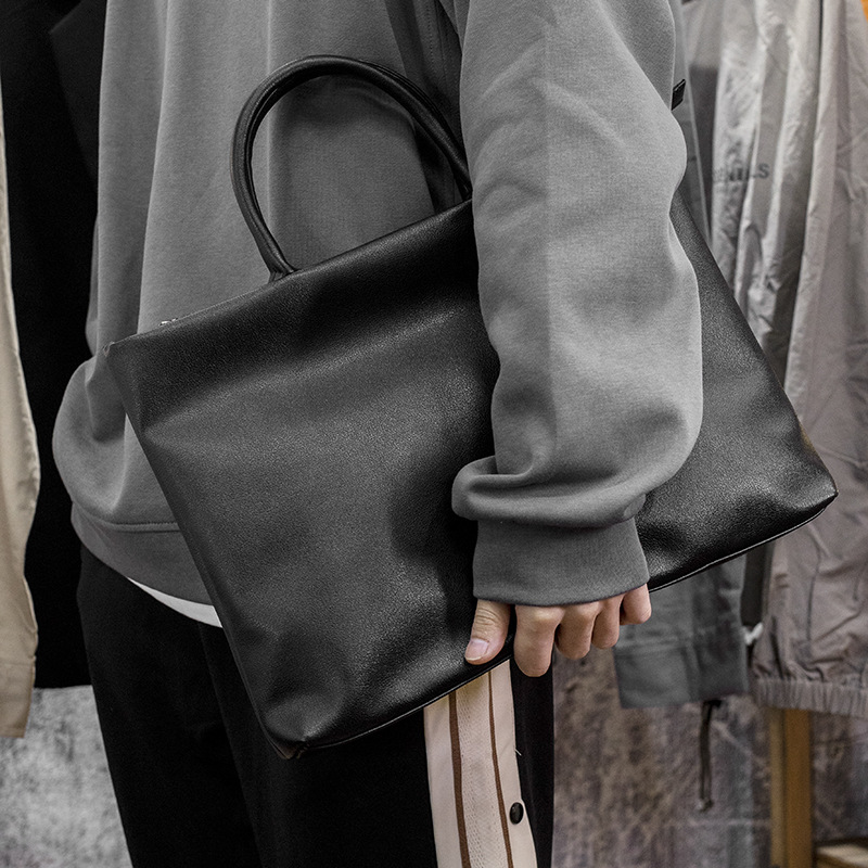 Man's Han Style Briefcase Office Bag, Simple Leisure Shoulder and Crossbody Bag, Office Bag, Ultra-Thin Computer Document Bag