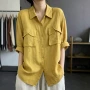 双层口袋外贸翻领衬衫