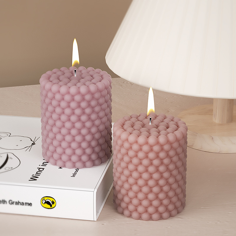 Yu meiren cristal epoxi cilíndrica aromaterapia vela burbuja cuentas Polka Dot tabla DIY yeso decoración molde de silicona