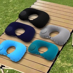 空気注入式枕、旅行用ポータブルネックピロー、圧力で膨らませるネックピロー、U字型枕、旅行用ネックピロー、昼寝用枕、飛行機用枕