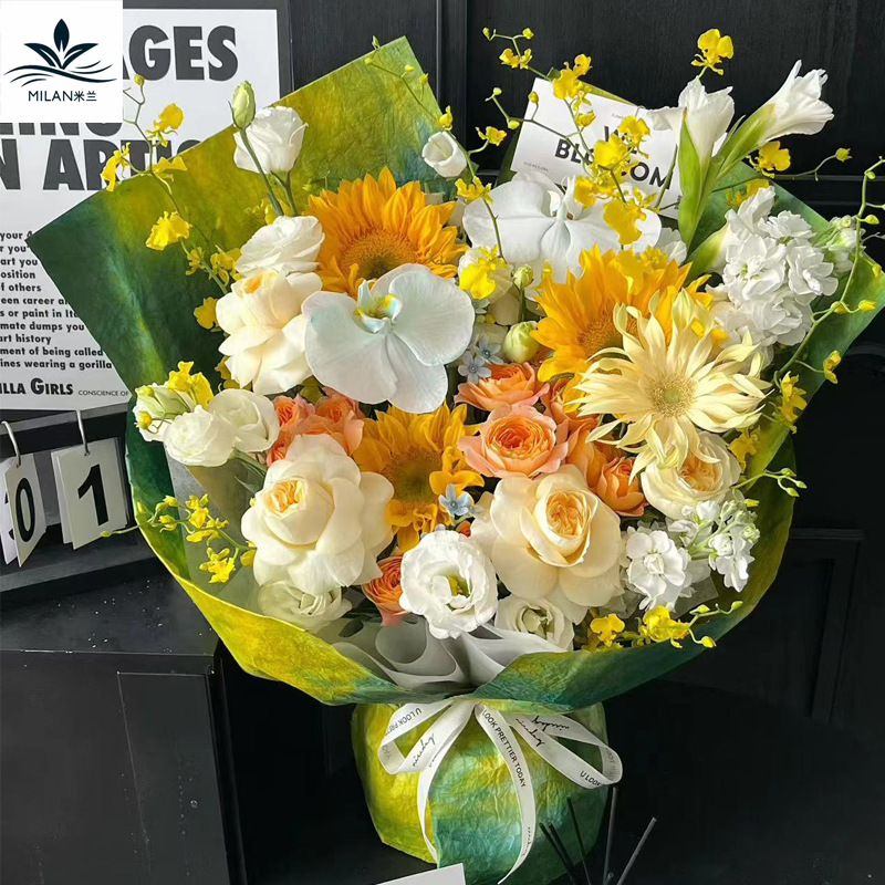 双色扎染水墨纸鲜花包装纸diy玫瑰花束手工肌理纹石纹纸礼物包花