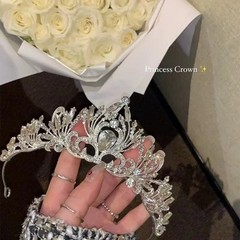 新款甜美優雅公主王冠皇冠發箍超閃水鑽愛心氛圍感新娘造型髮飾女