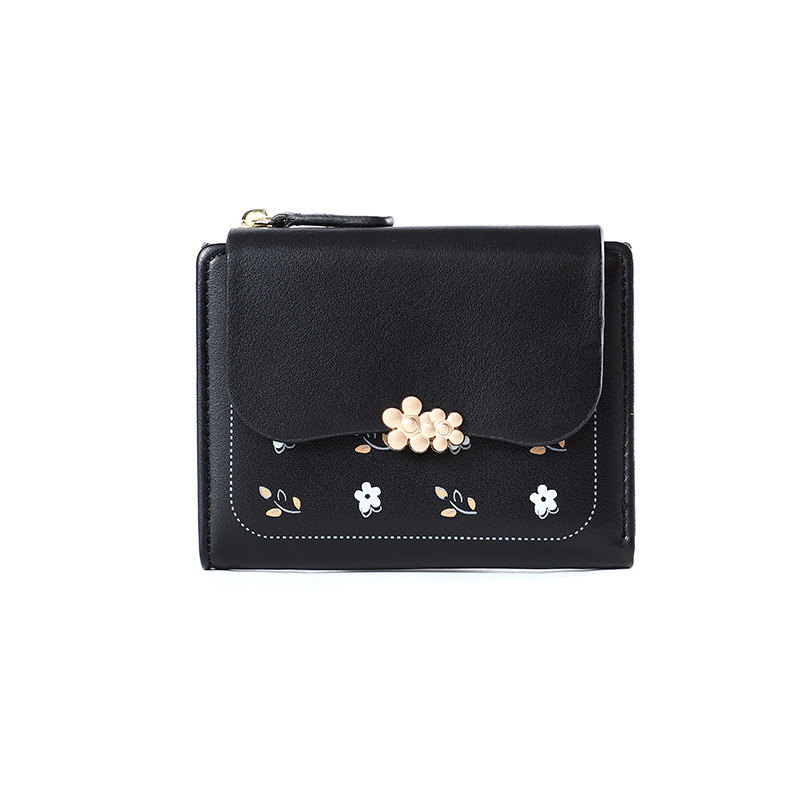 Nueva cartera de las mujeres corto simple impreso titular de la tarjeta 2024 billetera transfronteriza cremallera monedero al por mayor