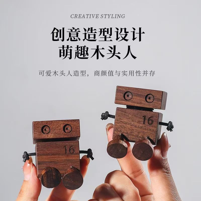 Robot de madera de pierna temblorosa de madera de nuez negra de automóvil perfumado salida de aire sin fuego perfumado decoración adornos lindos regalos