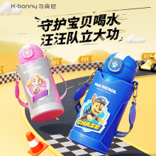 可宾尼汪汪队保温杯可爱儿童水壶学生便携双饮杯子吸管杯礼盒