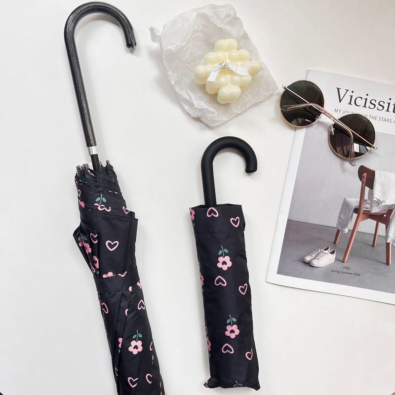 New Korean-Style Sun Protection Umbrella, Long Handle Umbrella, Floral Pattern, Dual-Use for Sun and Rain, Black Coating, 70% off Straight Pole Automatic Umbrella New Korean-Style Sun Protection Umbrella, Long Handle Umbrella, Floral Pattern, Dual-Use for Sun and Rain, Black Coating, 70% off Straight Pole Automatic Umbrella