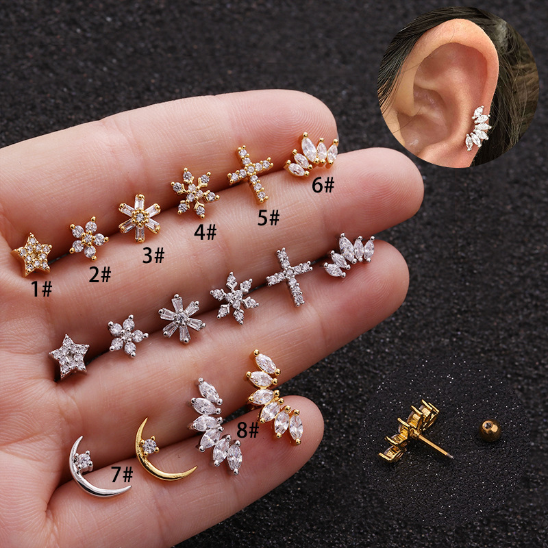 earrings with zircon stainless steel