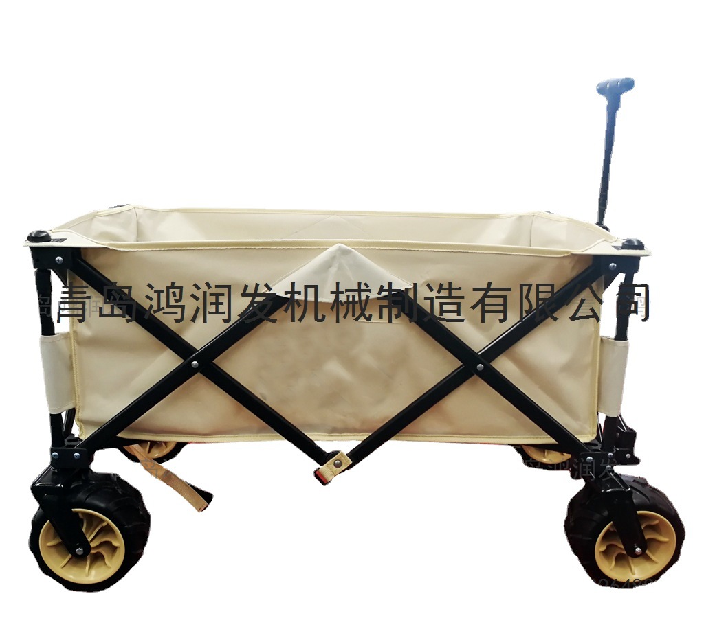 拼色款四项折叠布兜推车欧美风吹塑轮沙滩小拖车四方向折叠布兜车