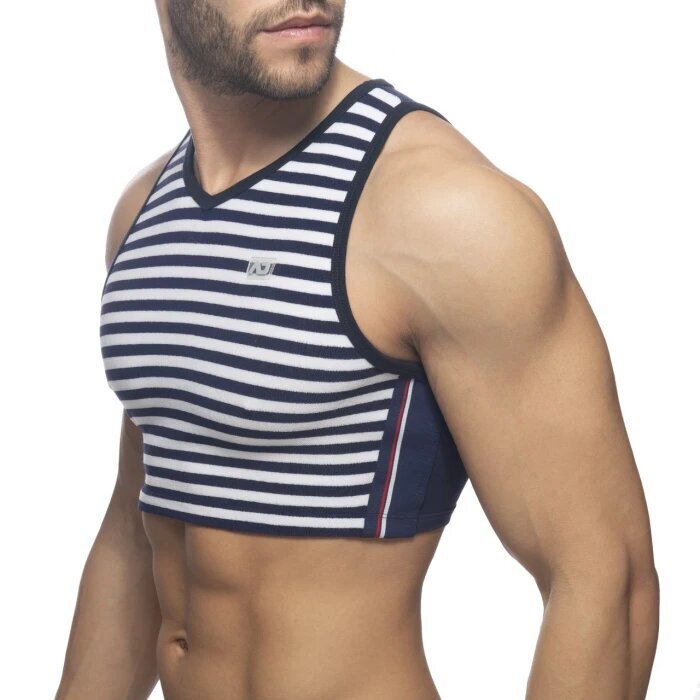 Sexy Short Boys' Sports Vest Tops with Nautica Style Stripesd Cotton Elastic Material Fashionable New Style