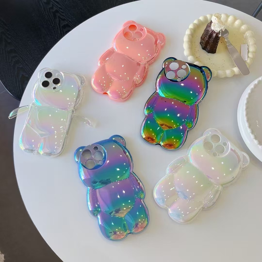 Laser Color-Plated Violent Bear Iphone14/13 Compatible Case for Apple 17/16/15Promax Phone Case 12 Sets