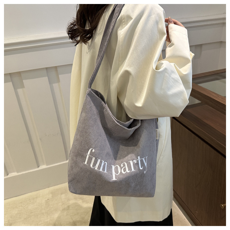Simple hand-held corduroy large-capacity daily casual work single-shoulder bag, niche tote bag, fashionable canvas bag undefined